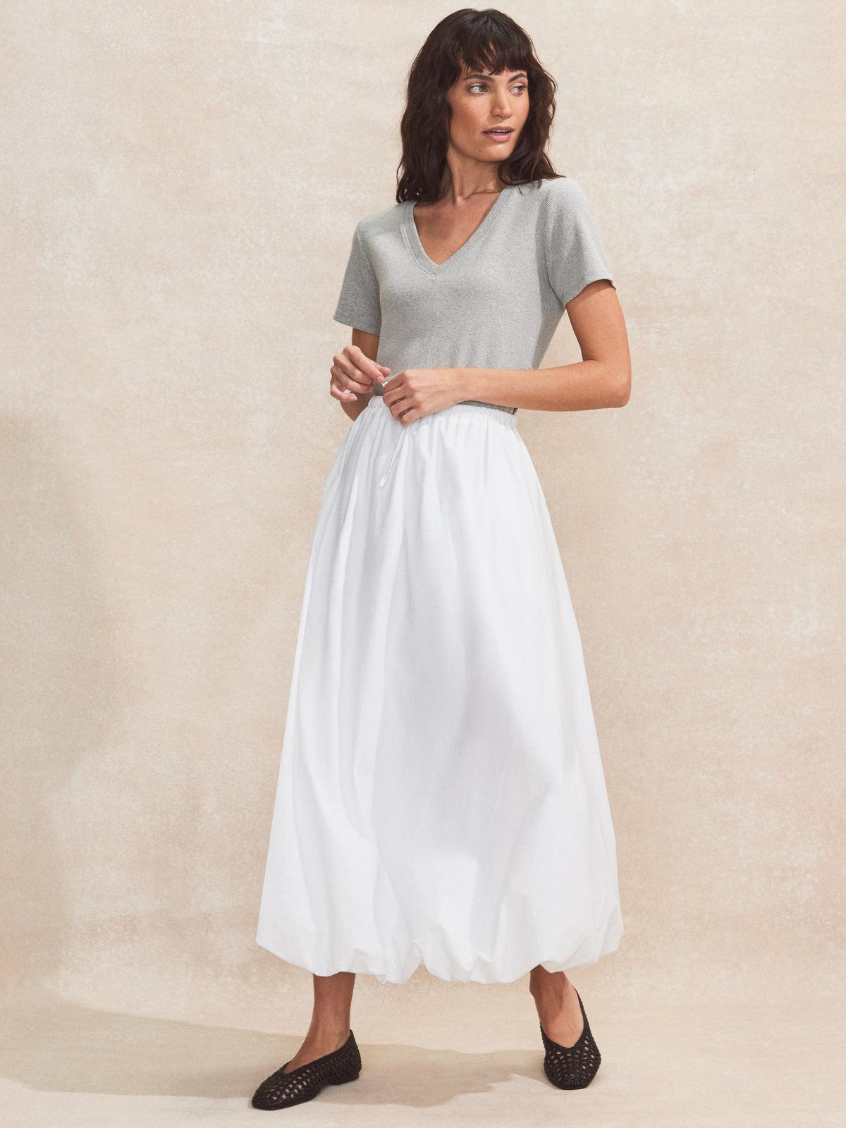 White Pure Cotton Puffball Skirt