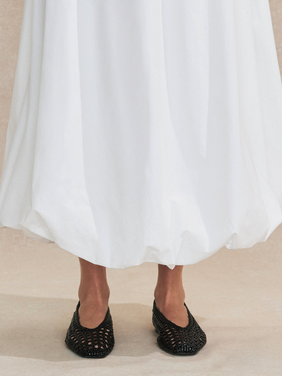 White Pure Cotton Puffball Skirt