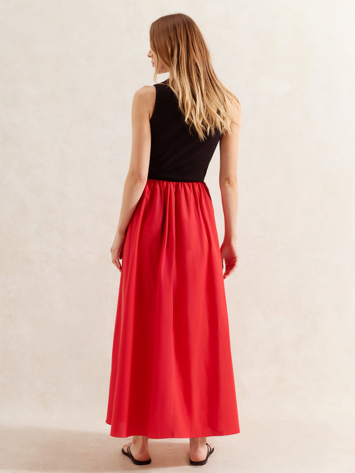 Red Cotton Poplin Skirt