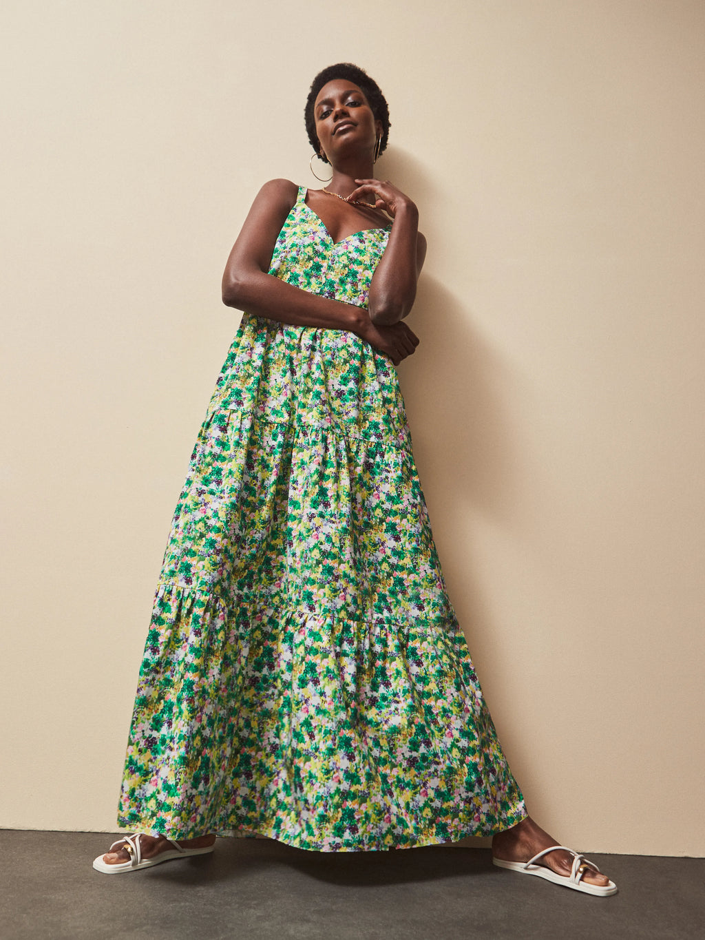 Ditsy Cotton Tiered Dress