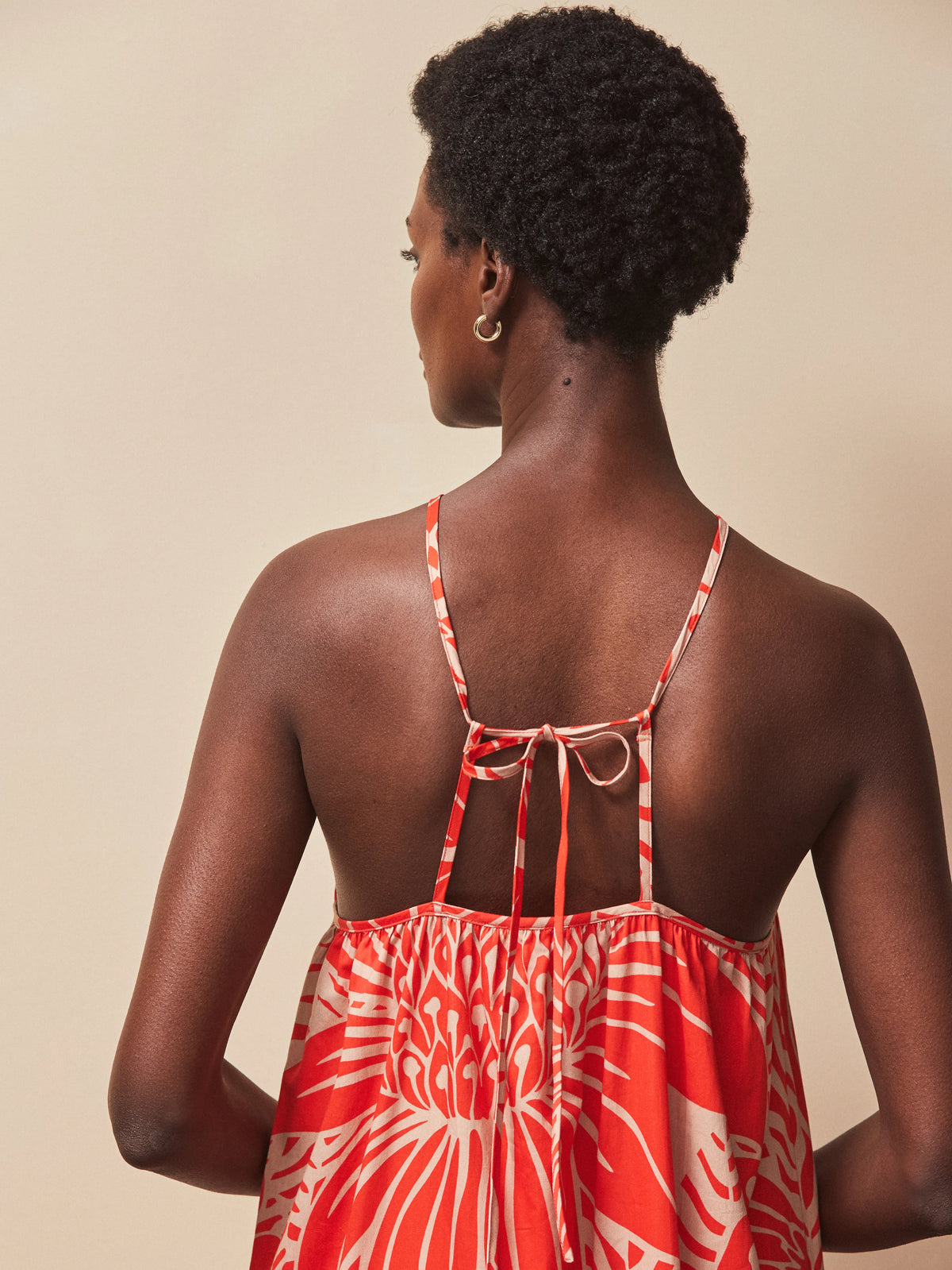 Red Floral Halterneck Dress
