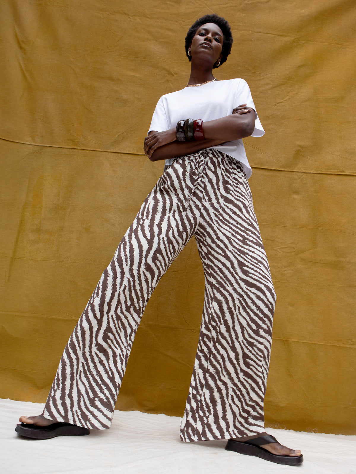 Petite Brown Zebra Print Trousers
