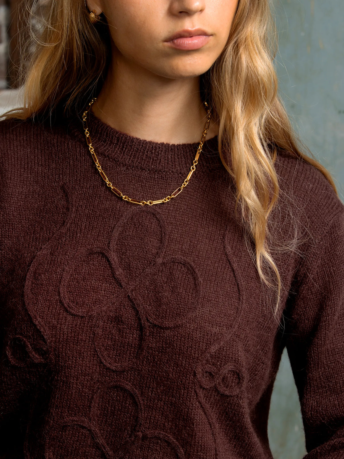 Chocolate Appliqué Knit Jumper with Alpaca
