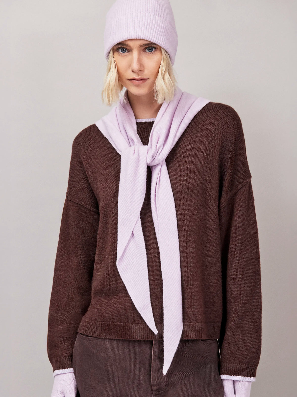 Lilac Triangle Knit Scarf