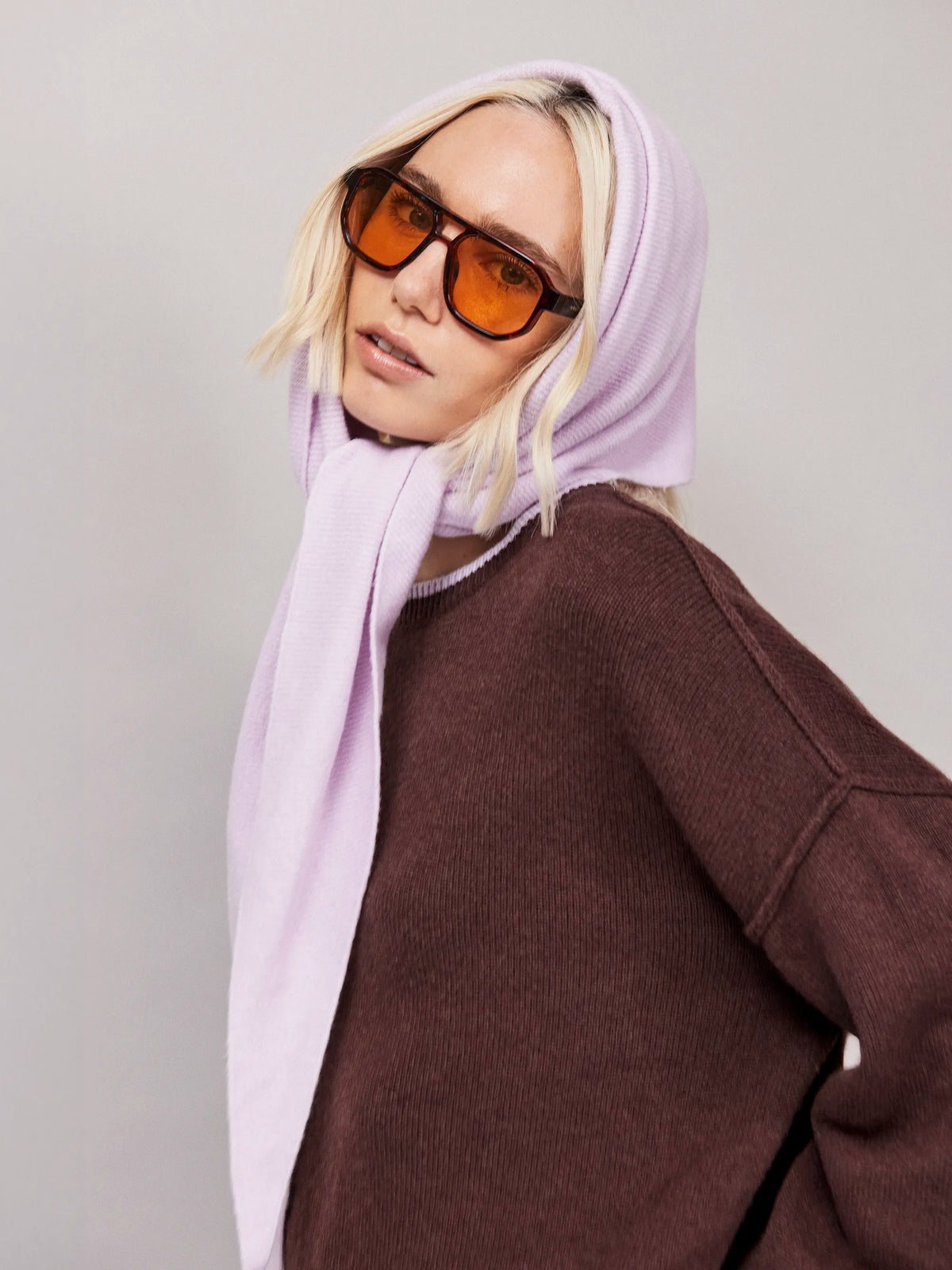 Lilac Triangle Knit Scarf