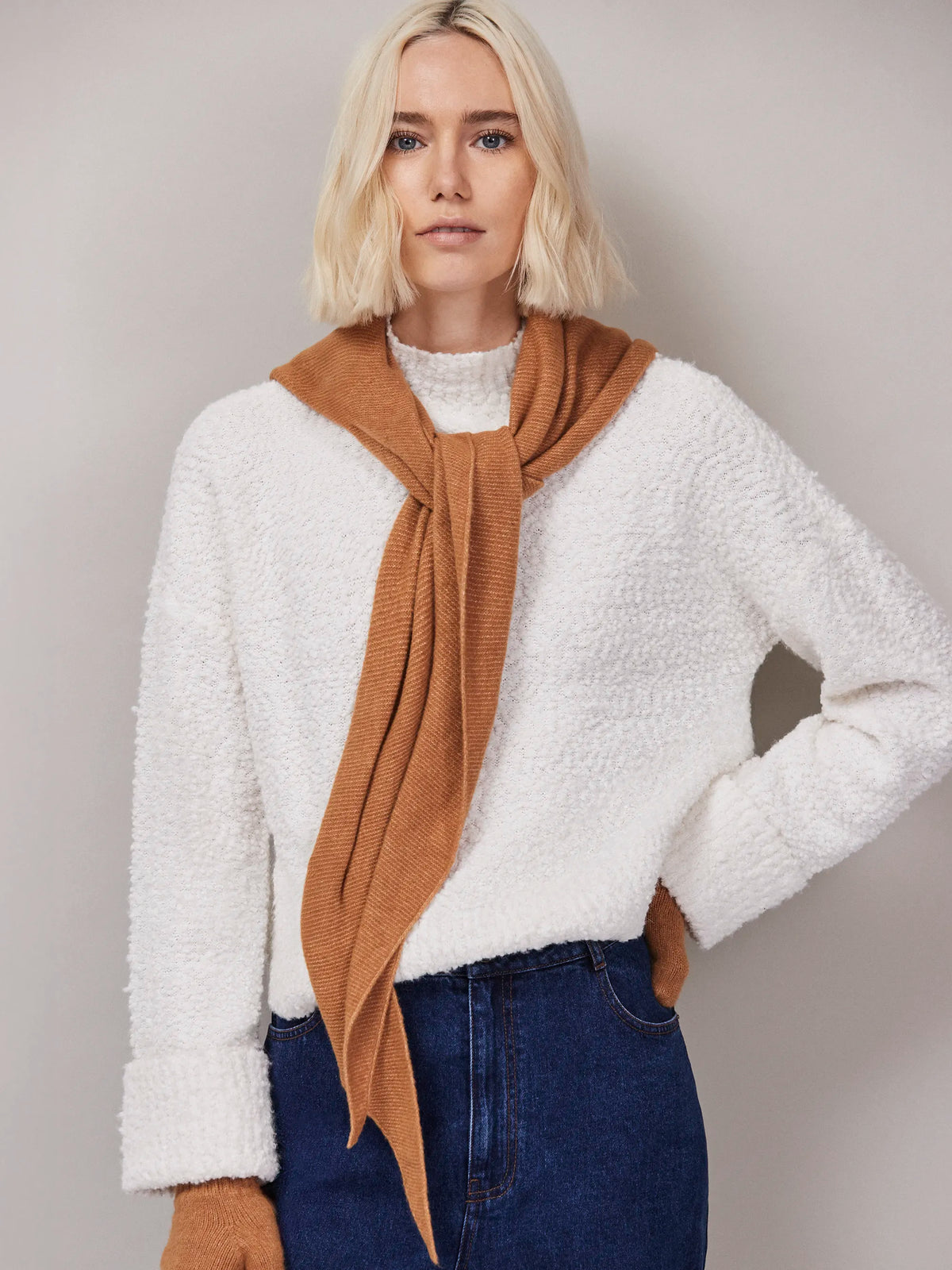 Camel Triangle Knit Scarf