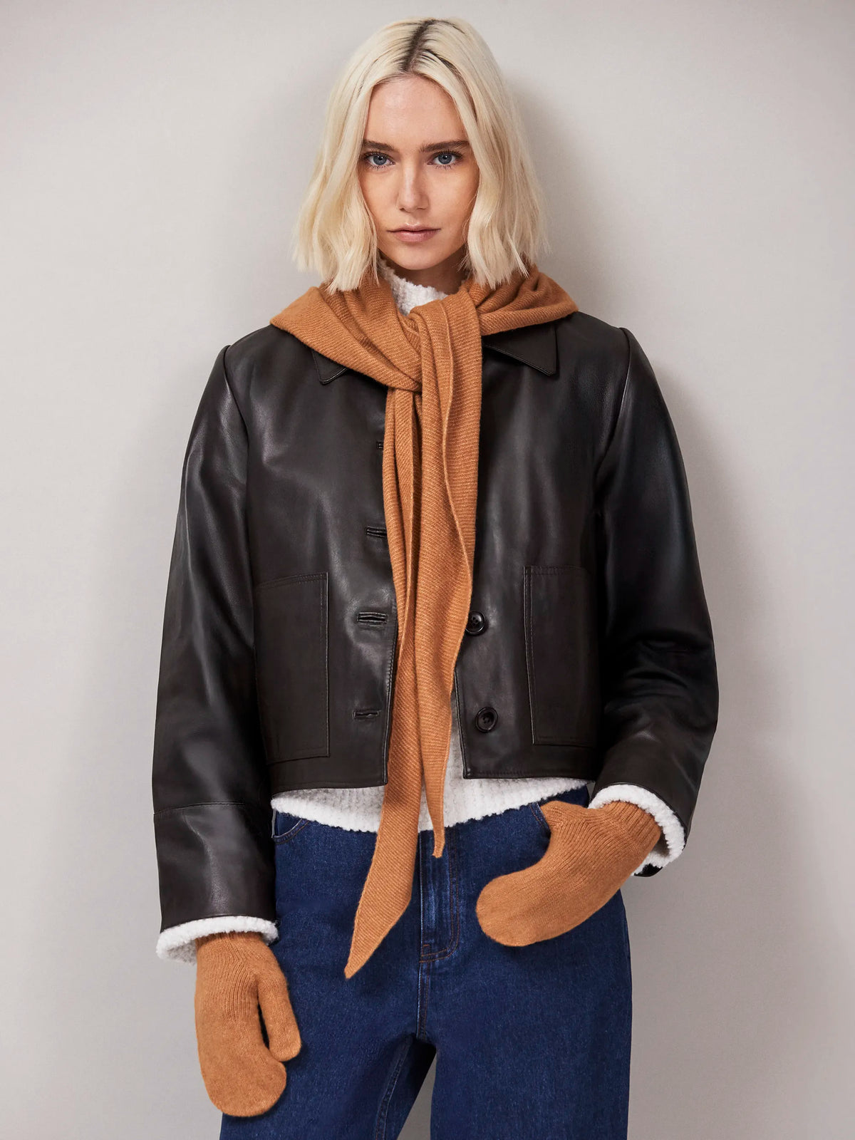 Camel Triangle Knit Scarf