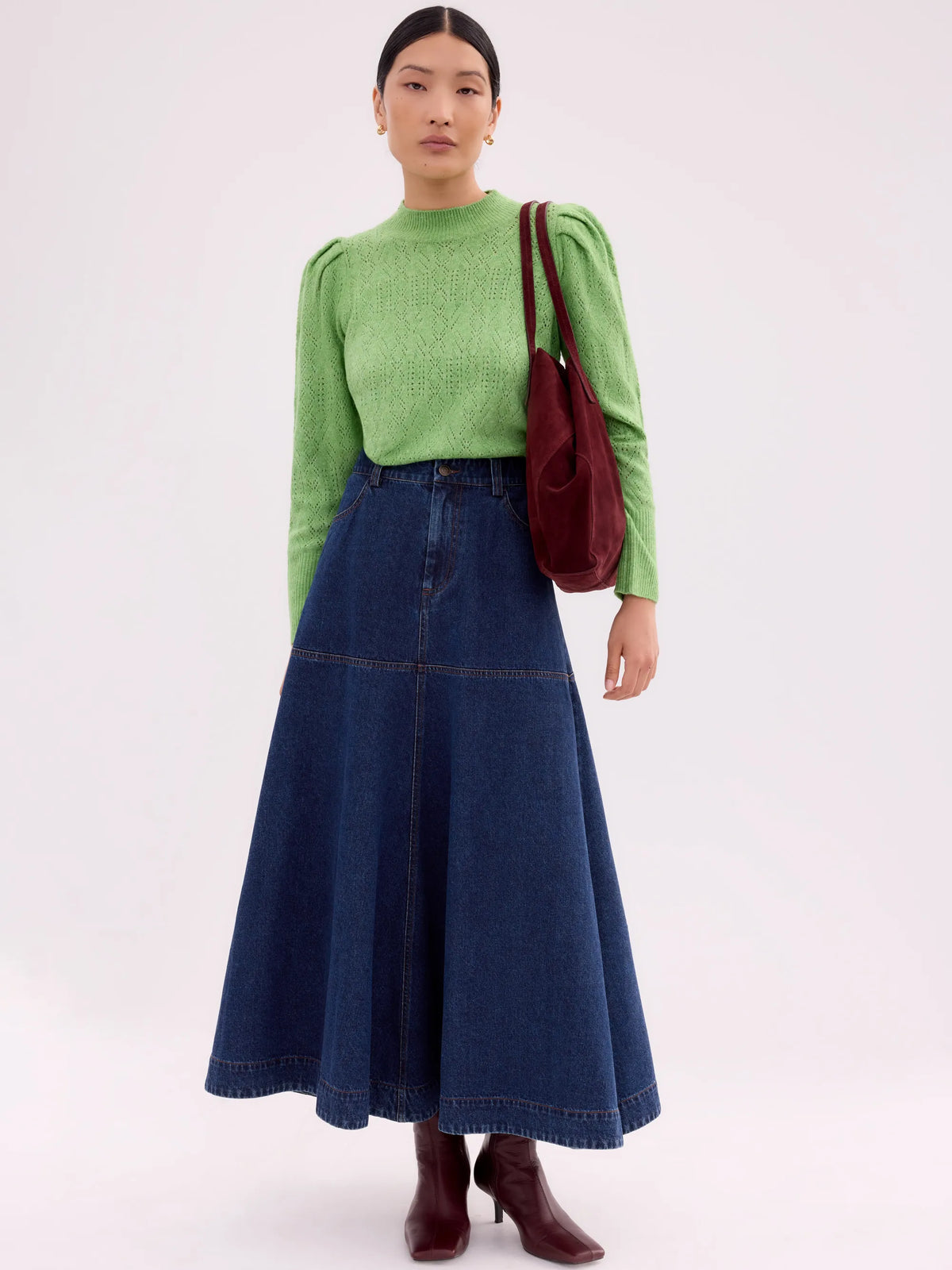Green Pointelle Knit Jumper
