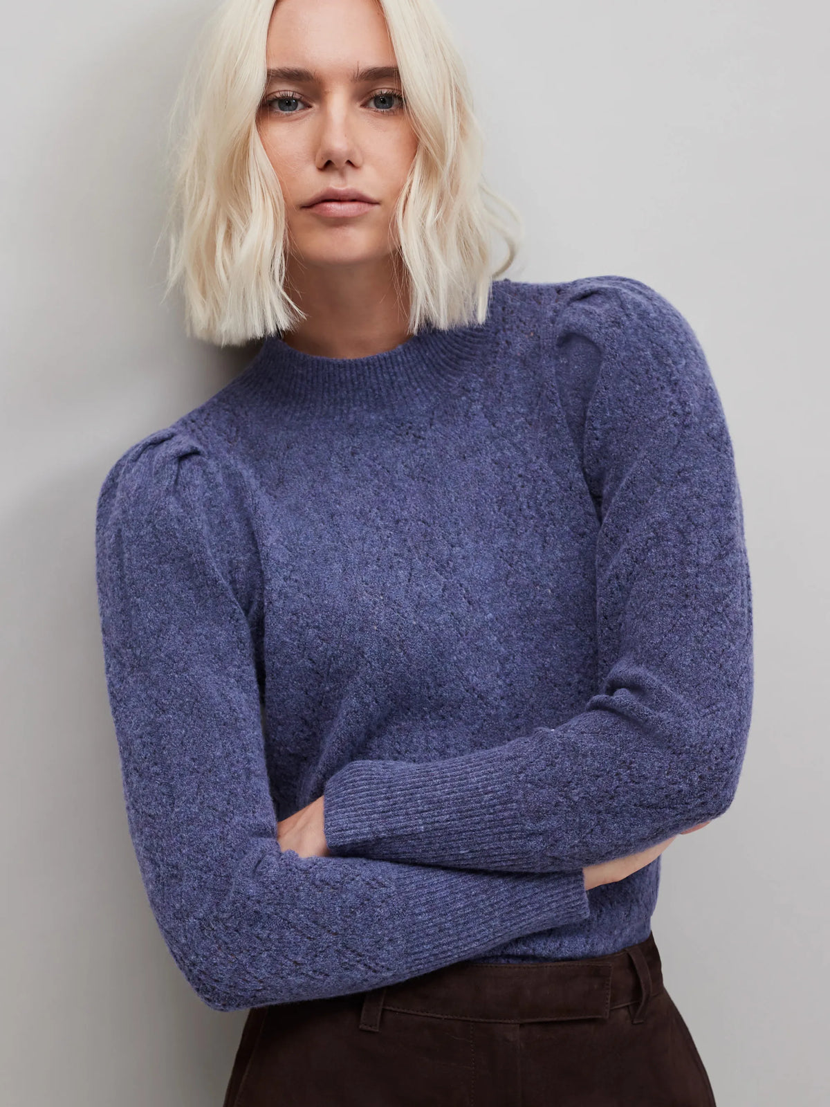 Blue Pointelle Knit Jumper