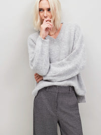 Grey Fluffy Knit Jumper With Alpaca