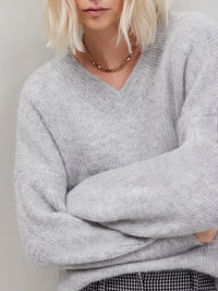 Grey Fluffy Knit Jumper With Alpaca