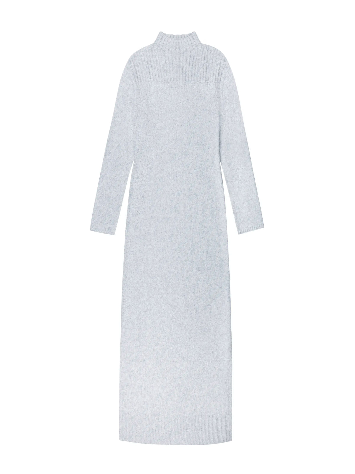 Grey Rib Knit High Neck Dress