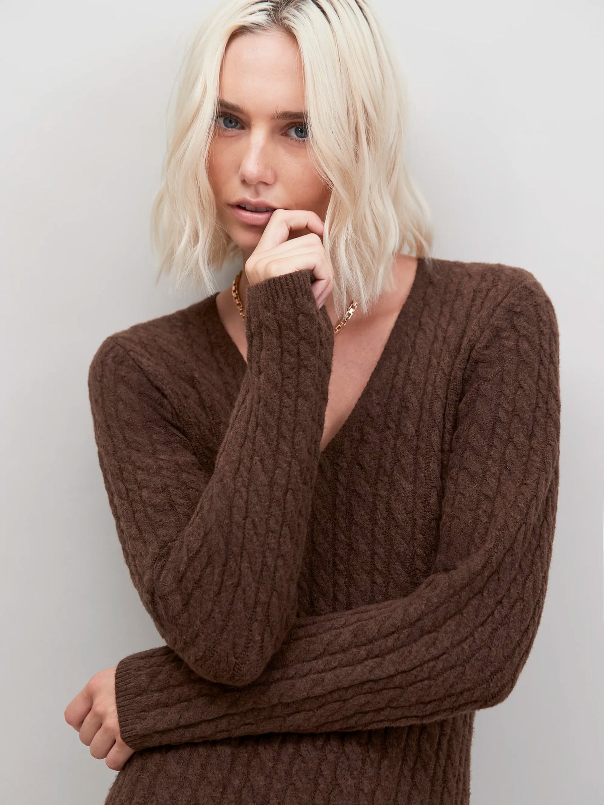 Chocolate Brown Cable Knit Dress