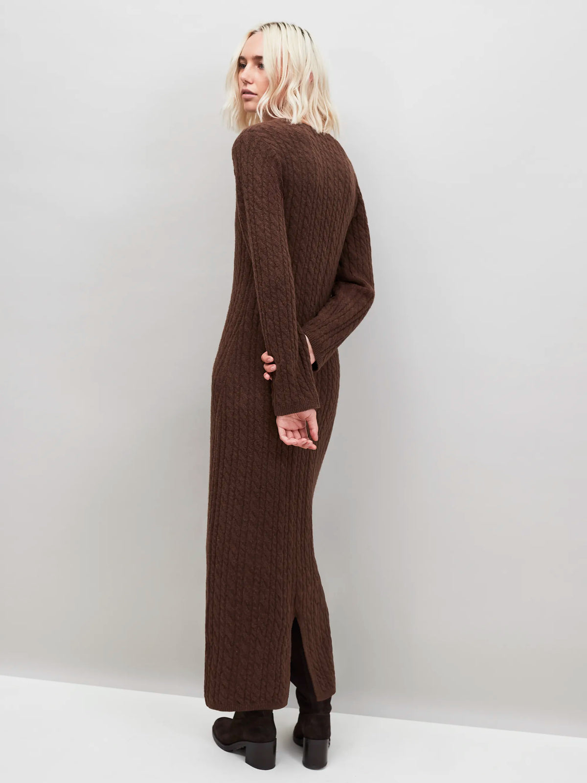 Chocolate Brown Cable Knit Dress
