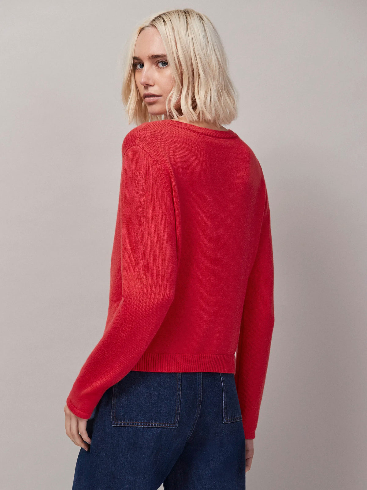 Red Bow Front Knit Cardigan With Cashmere