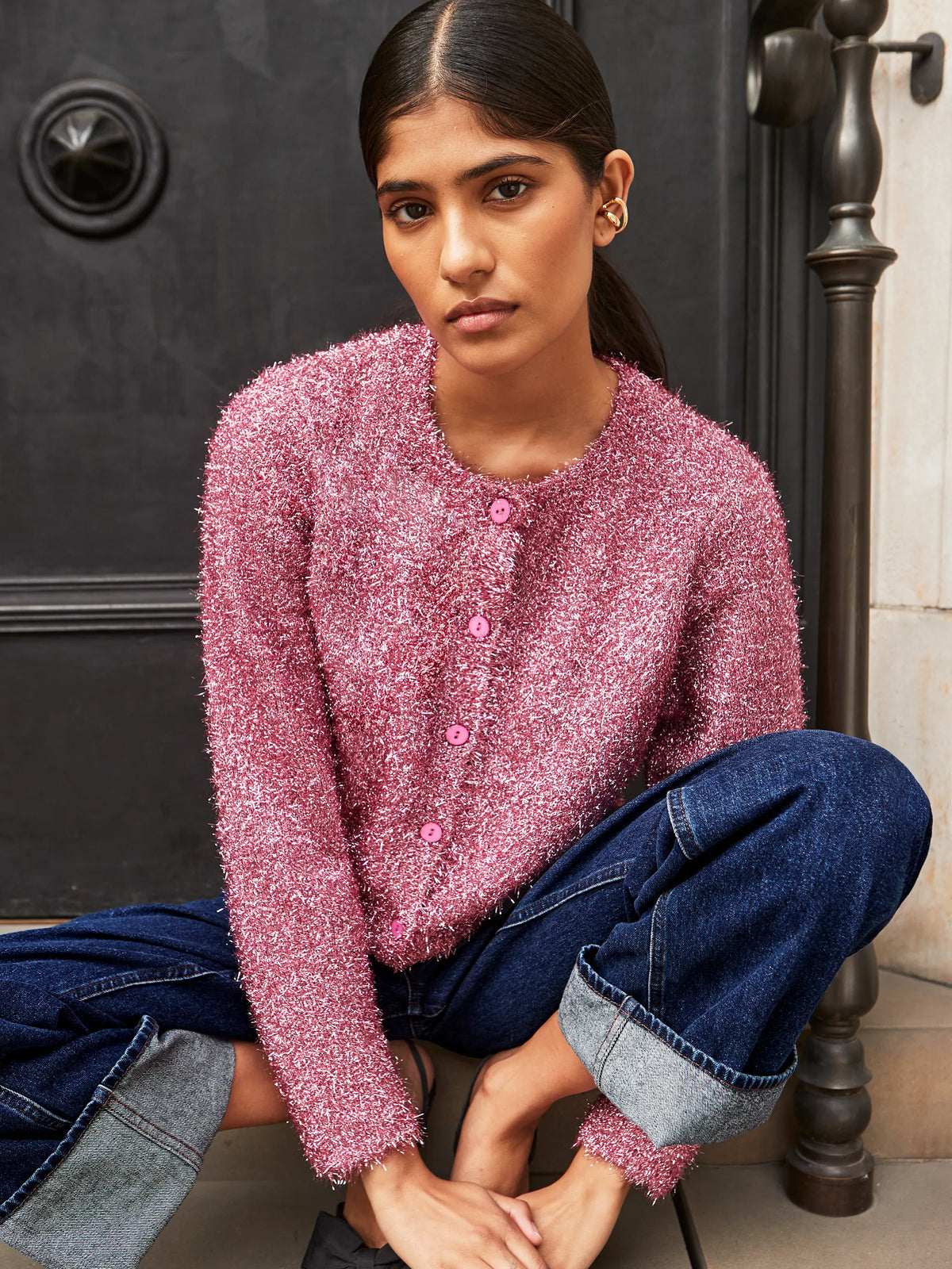 Pink Sparkle Knit Cardigan