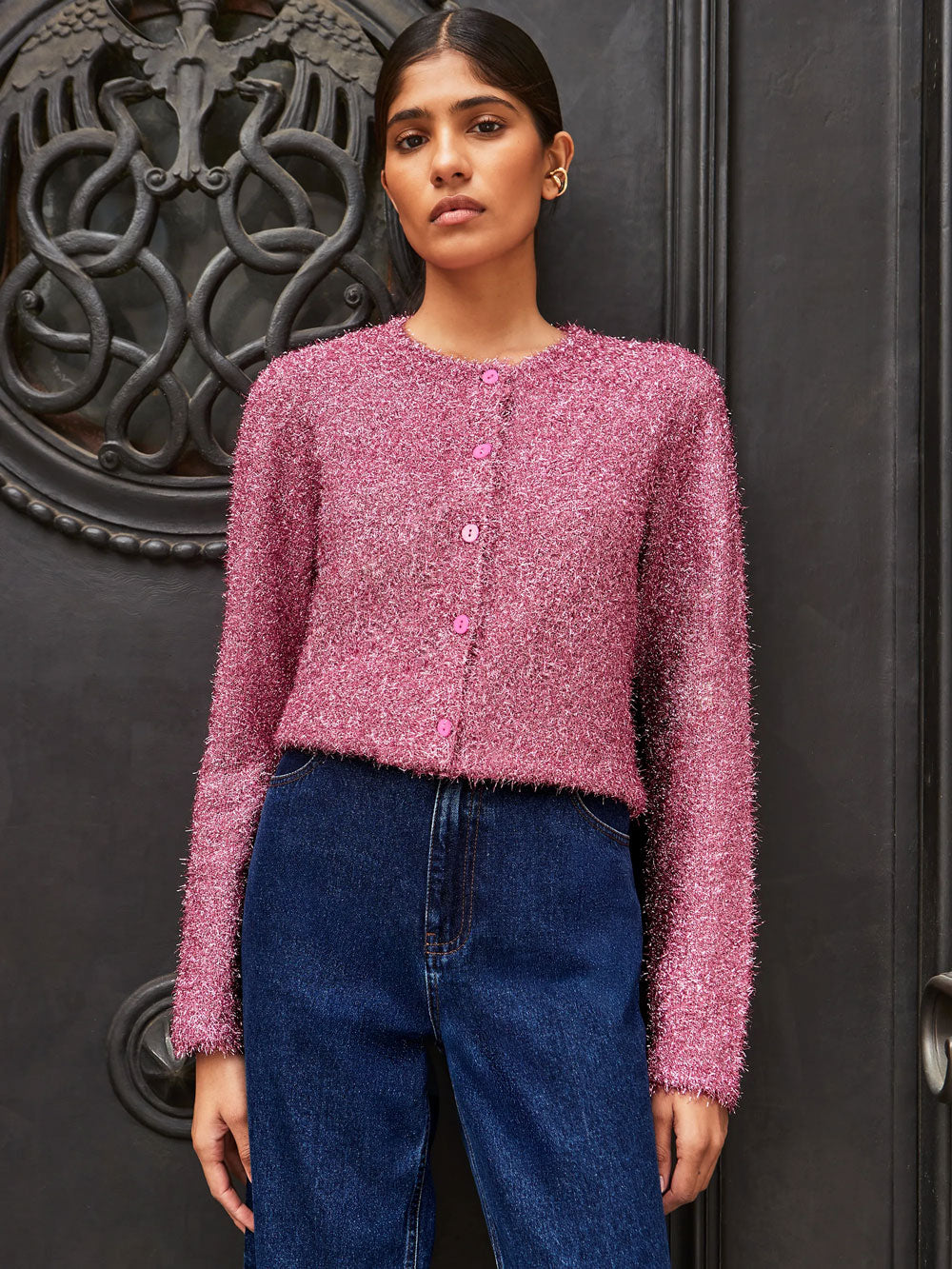 Pink Sparkle Knit Cardigan