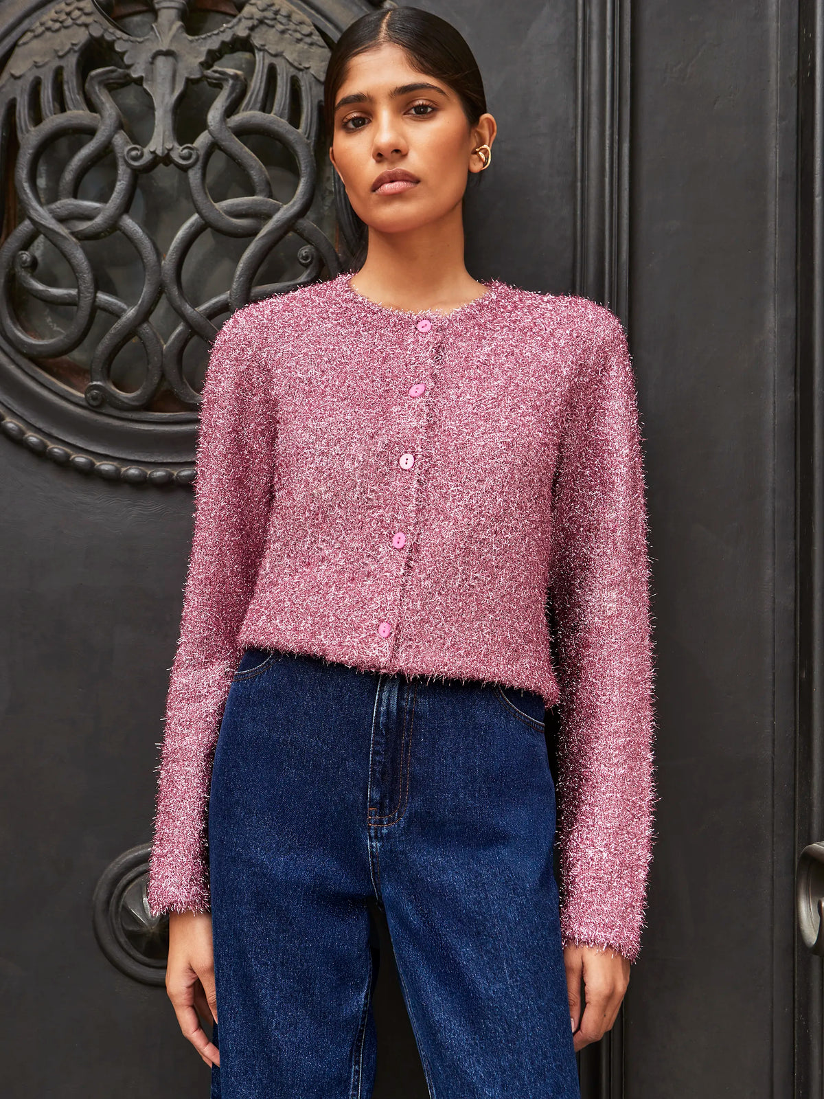 Pink Sparkle Knit Cardigan