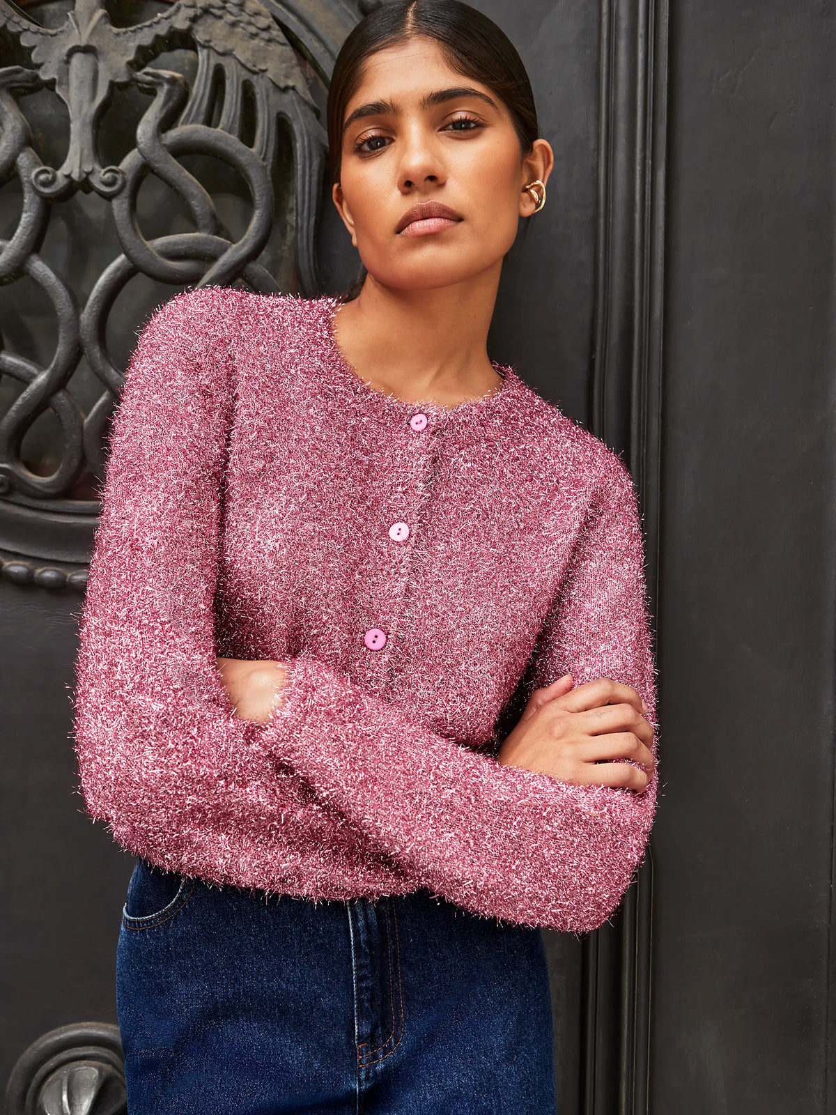 Pink Sparkle Knit Cardigan