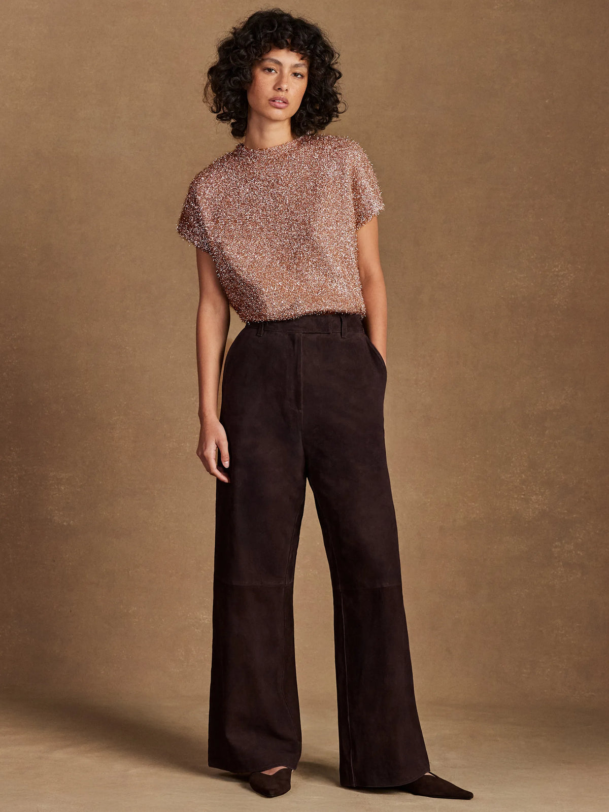 Bronze Sparkle Knit T-Shirt