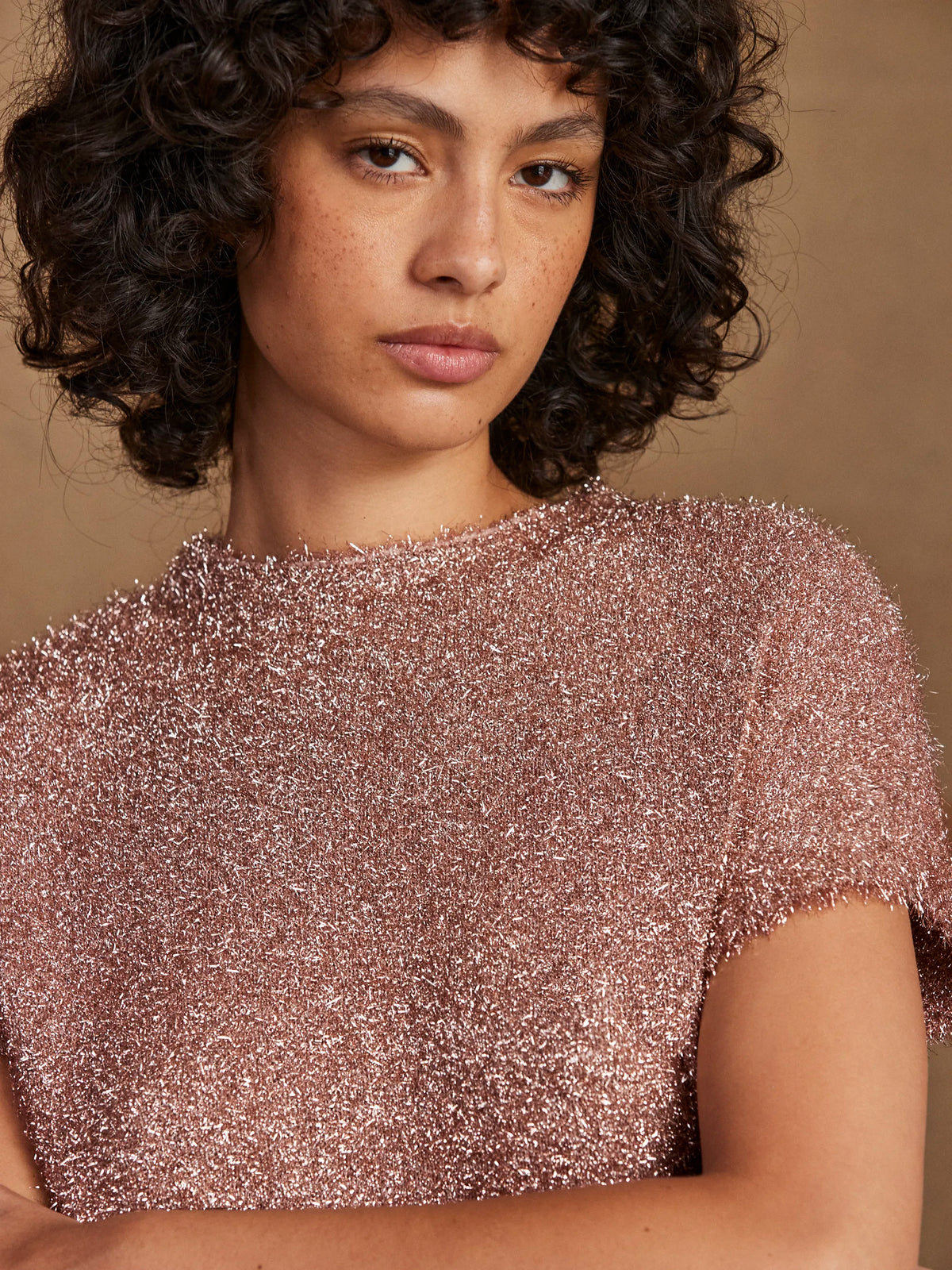 Bronze Sparkle Knit T-Shirt