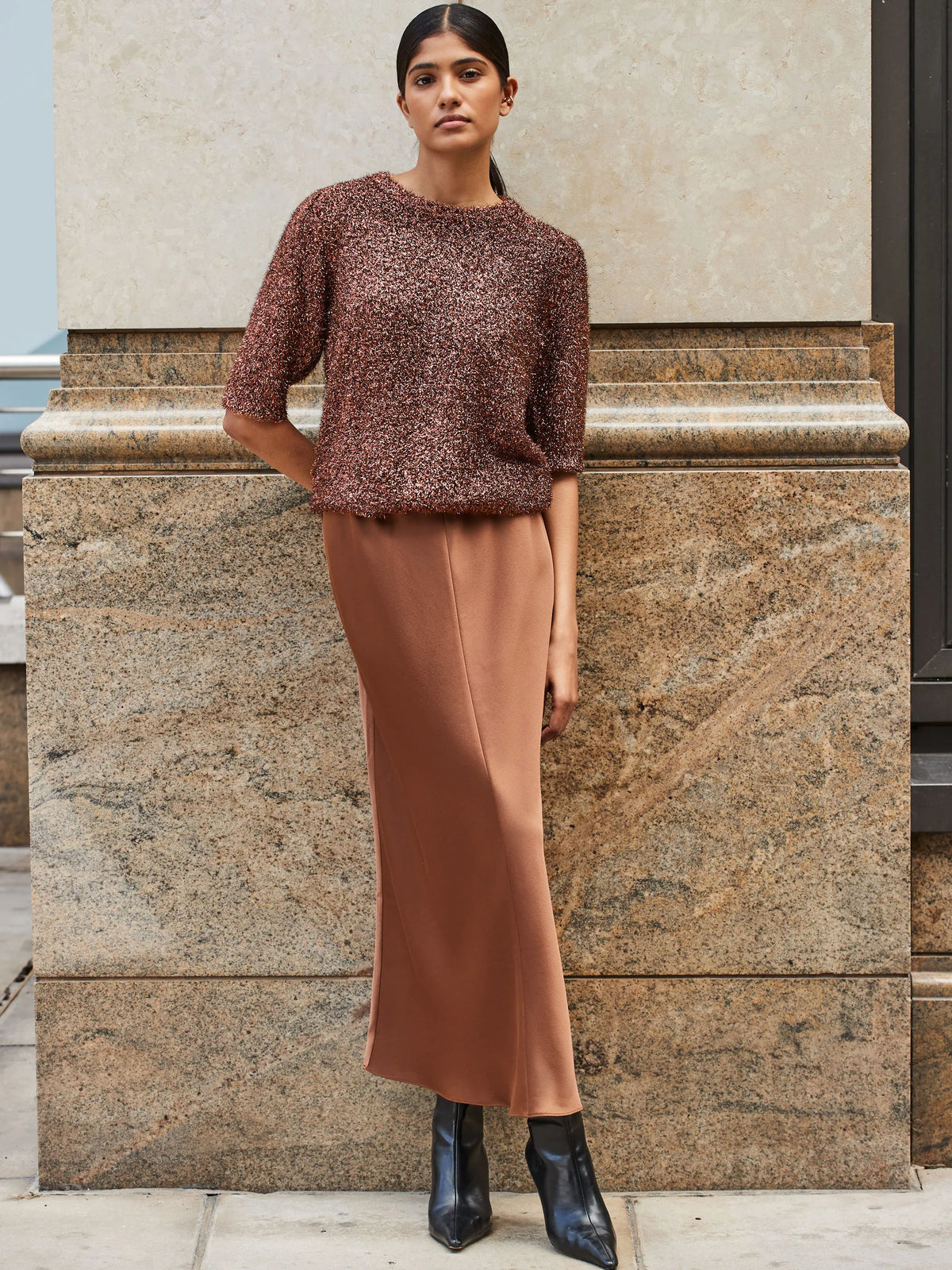 Chocolate Brown Sparkle Knit Jumper