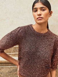 Chocolate Brown Sparkle Knit Jumper