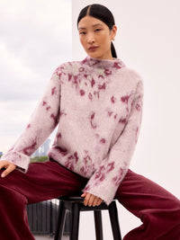 Abstract Floral Jacquard Knit Jumper with Wool and Alpaca