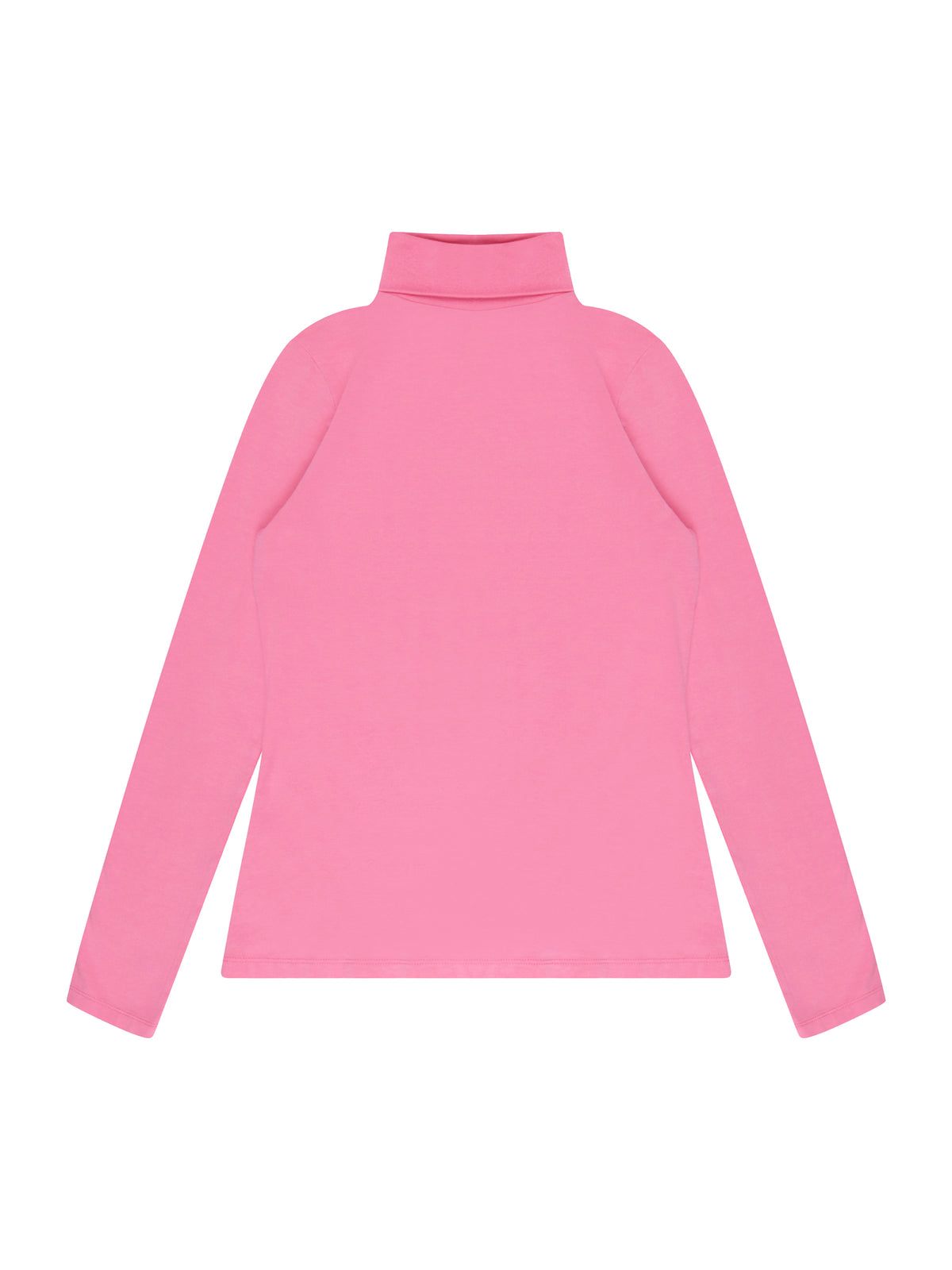 Pink Turtleneck Stretch Cotton-Modal Top