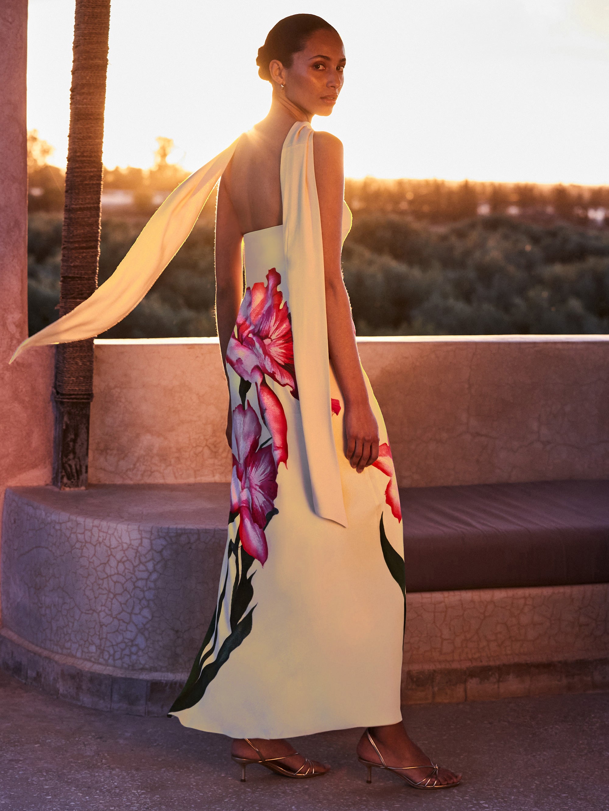 Aurora Yellow Floral Scarf Detail Bandeau Dress – Ro&Zo
