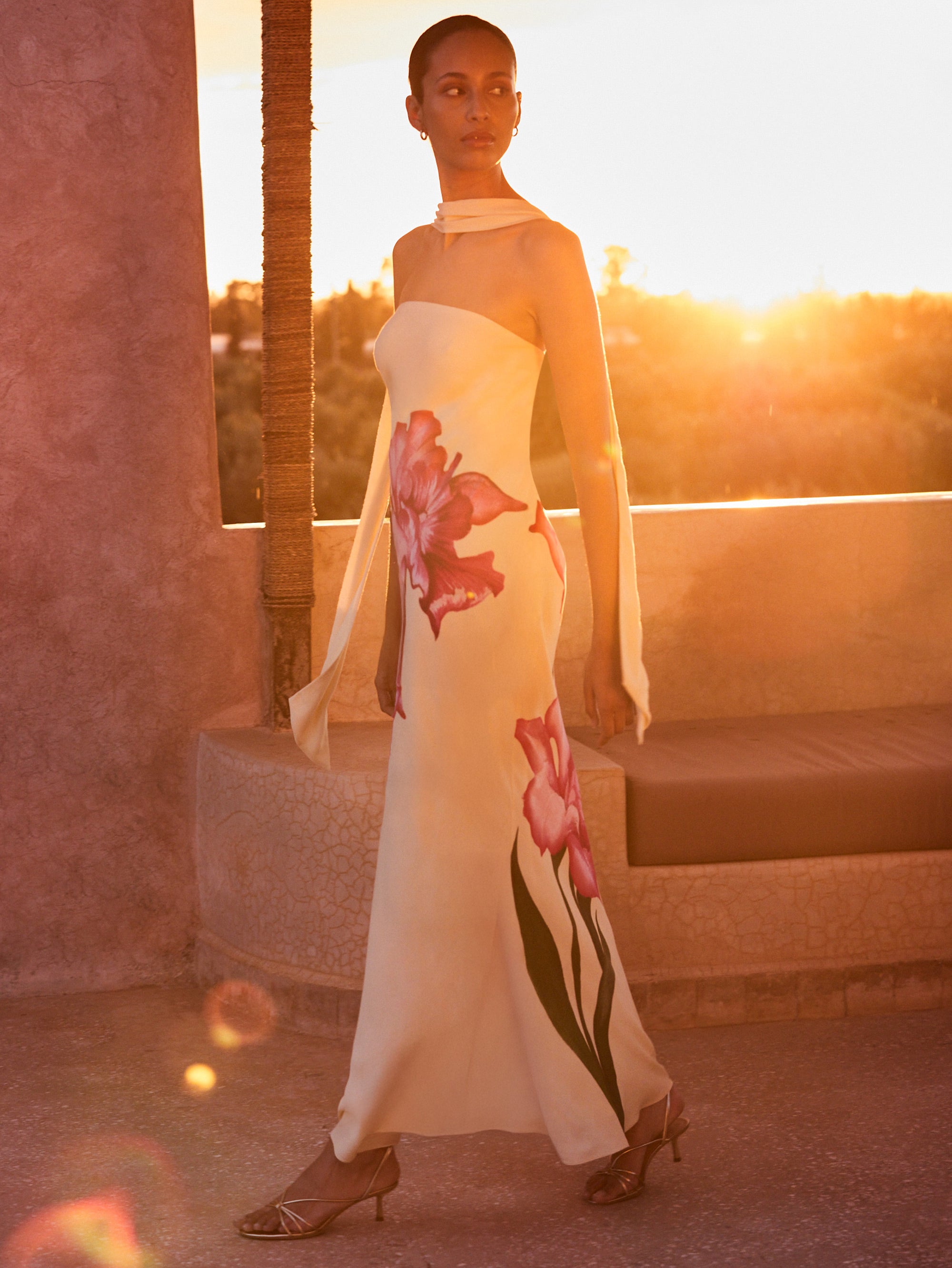 Aurora Yellow Floral Scarf Detail Bandeau Dress – Ro&Zo