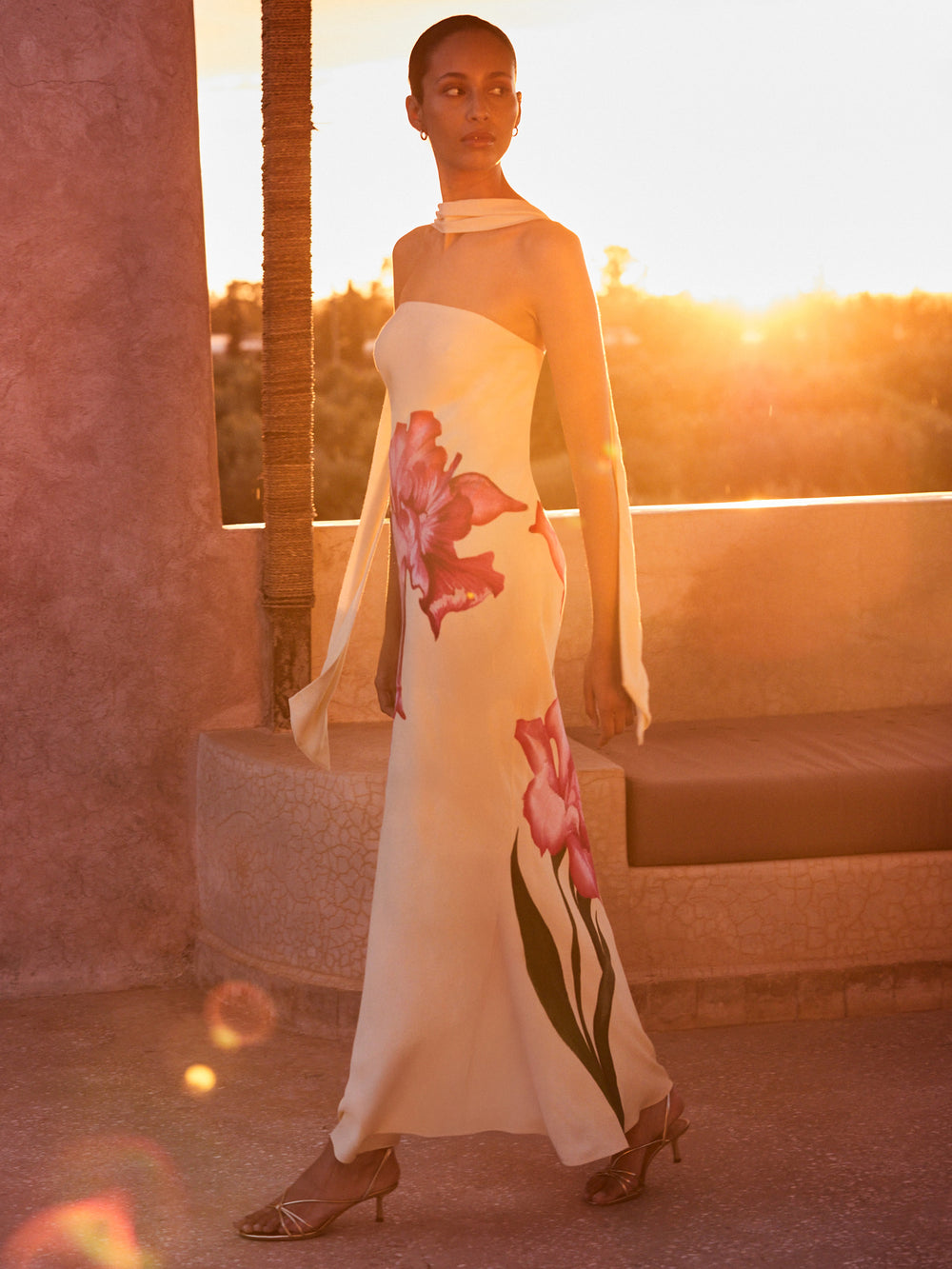 Flora Aurora Robe Aurora Yellow Floral Scarf Detail Bandeau Dress – Ro&Zo