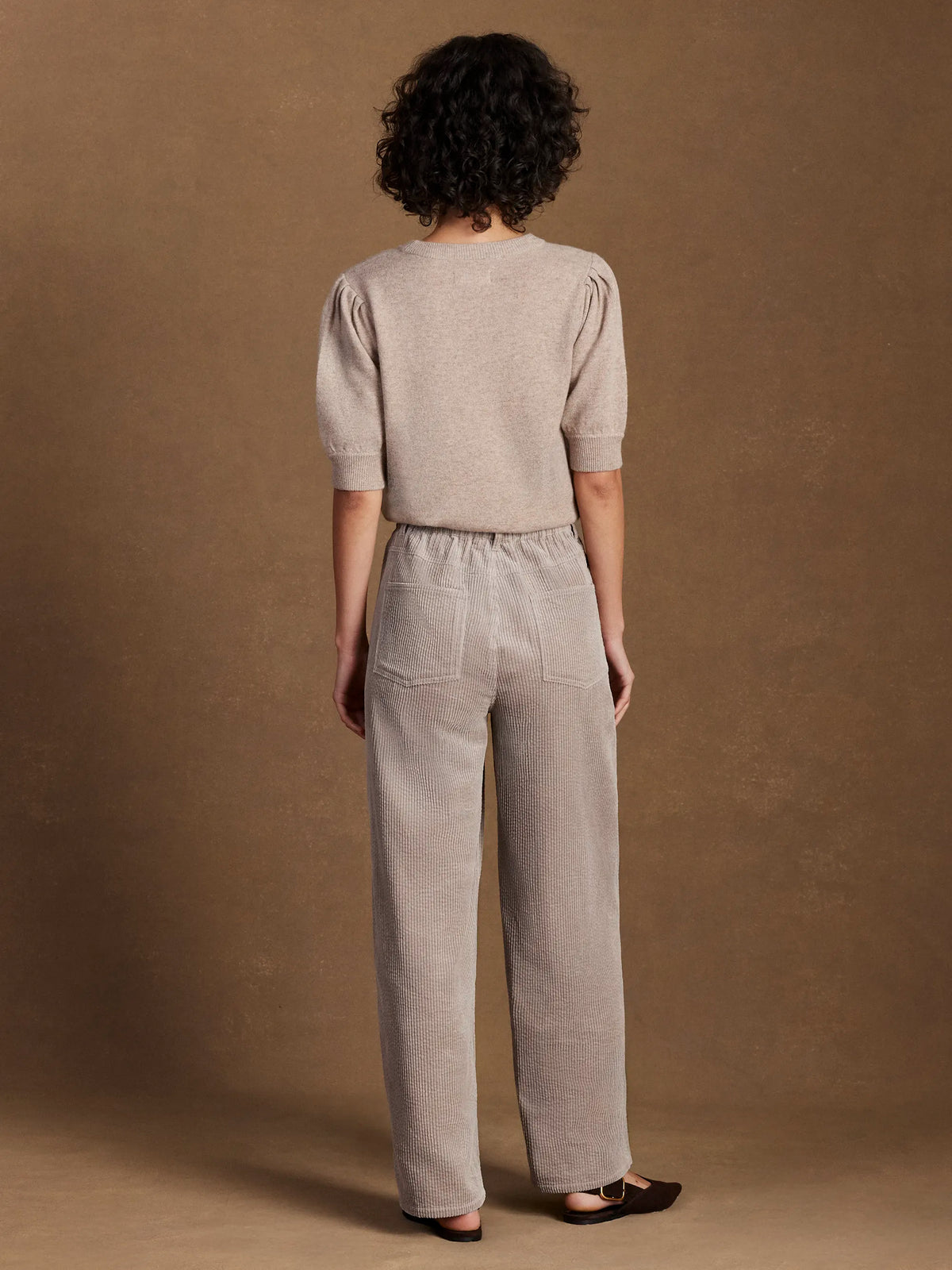 Petite Cappuccino Cord Drawstring Waist Trousers