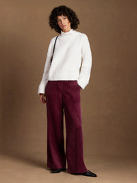 Burgundy Cord Wide Leg Trousers