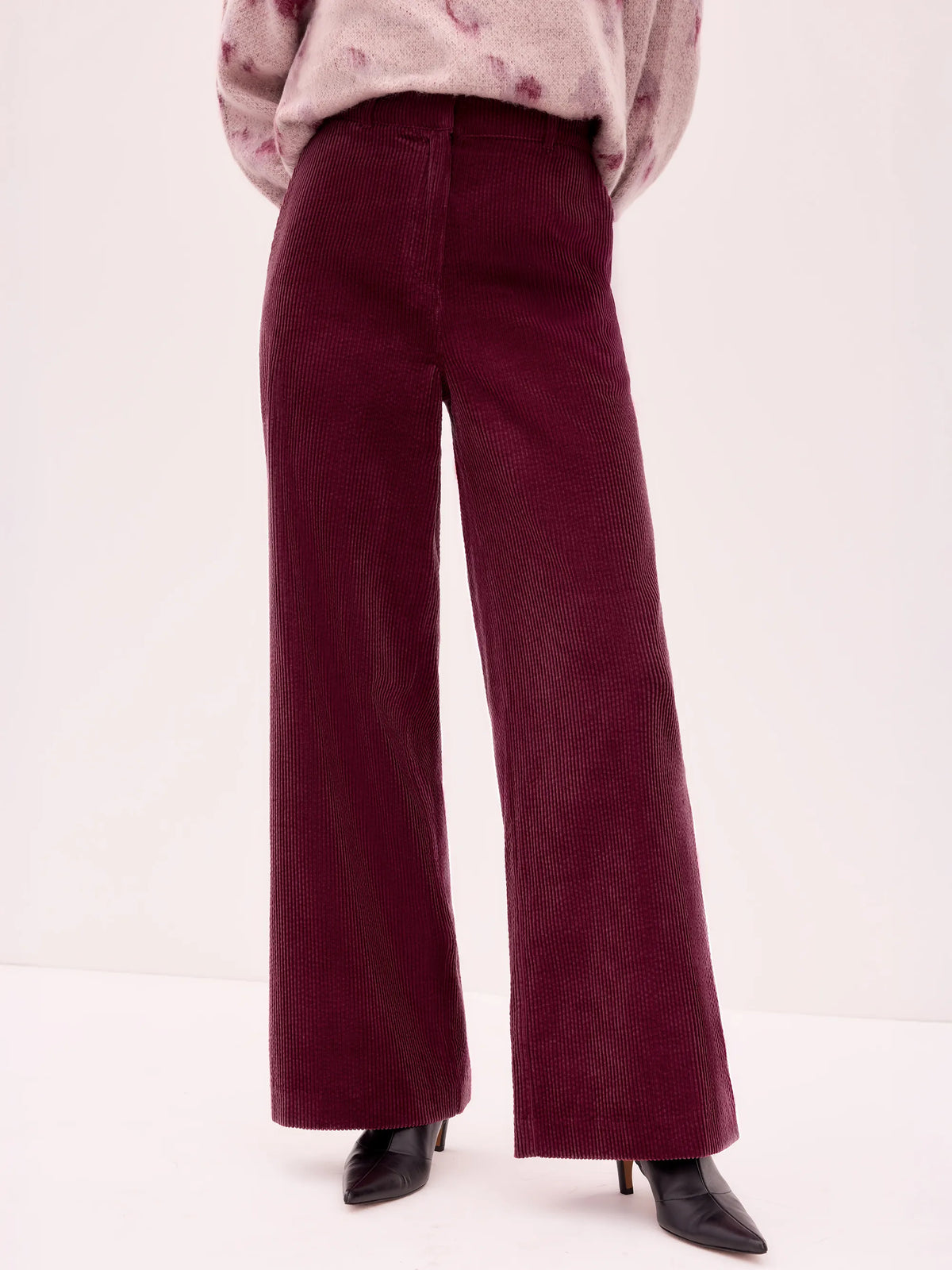Petite Berry Cord Wide Leg Trousers