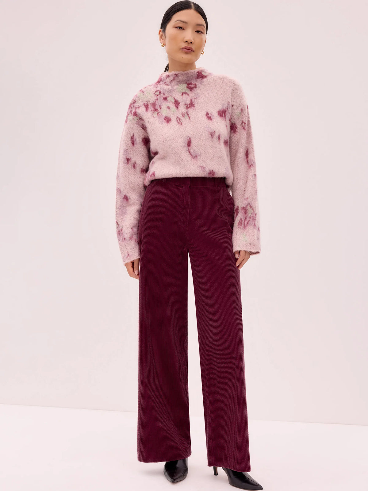Petite Berry Cord Wide Leg Trousers