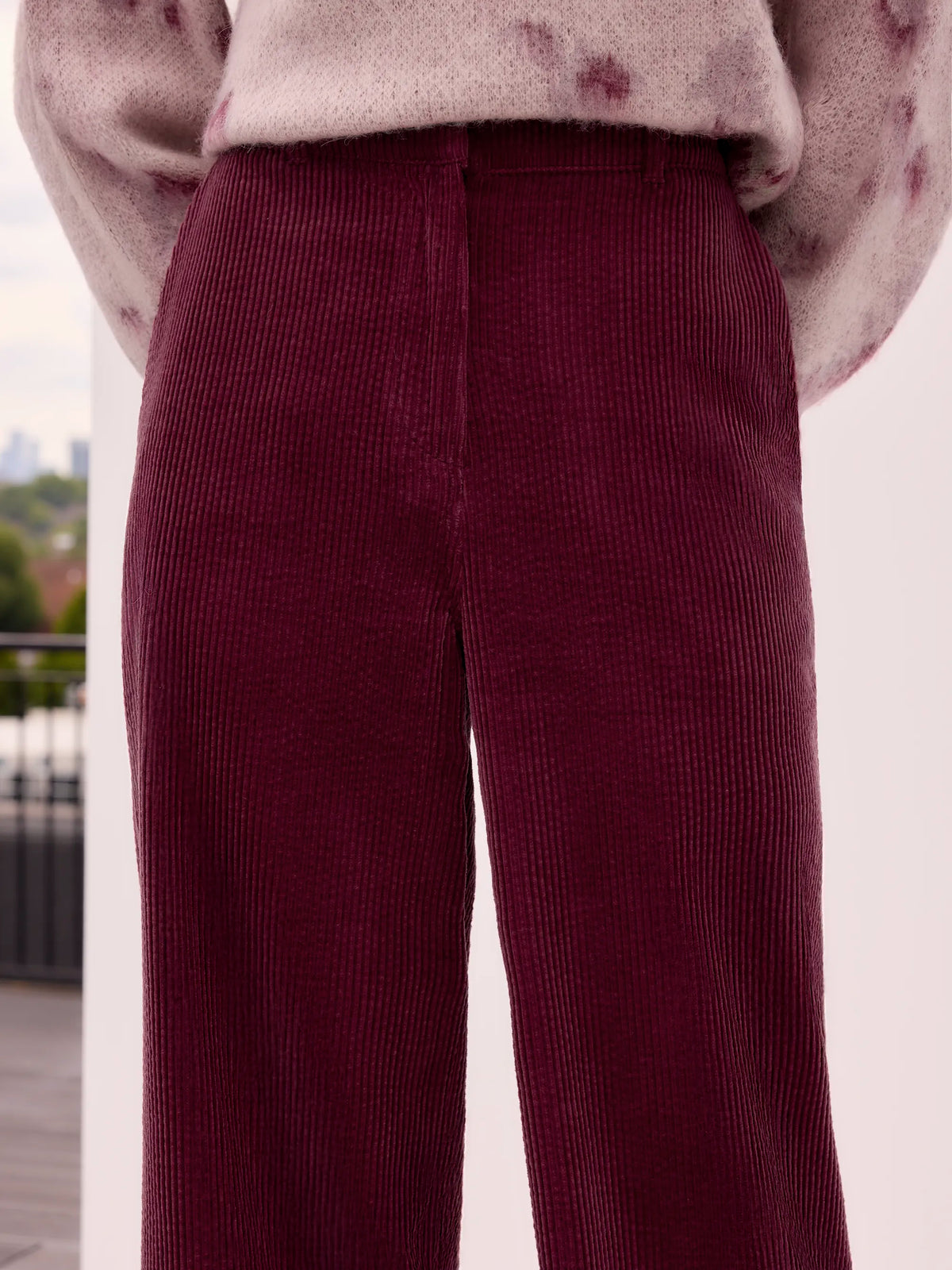 Petite Berry Cord Wide Leg Trousers