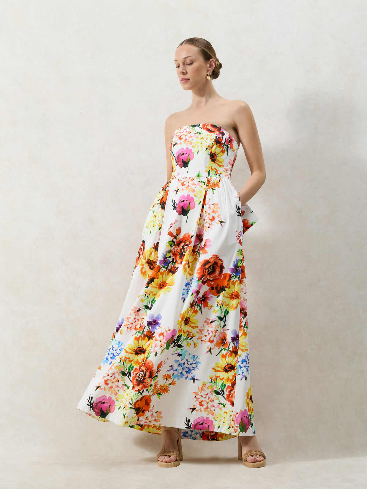 Annie Garden Floral Printed Bow Detail Dress