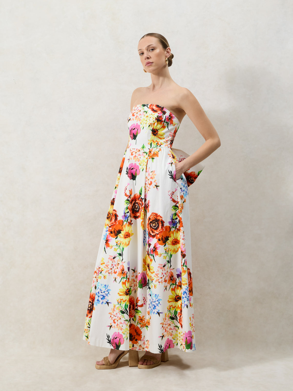 Annie Garden Floral Printed Bow Detail Dress