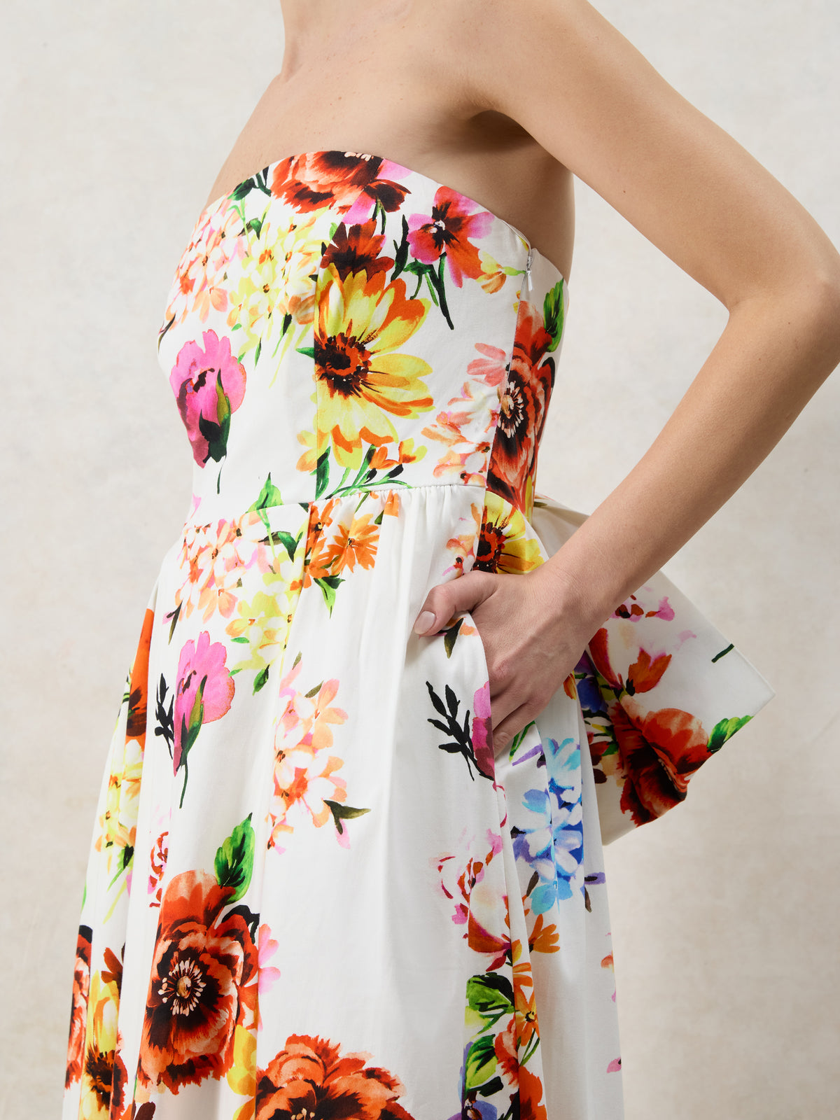 Annie Garden Floral Printed Bow Detail Dress