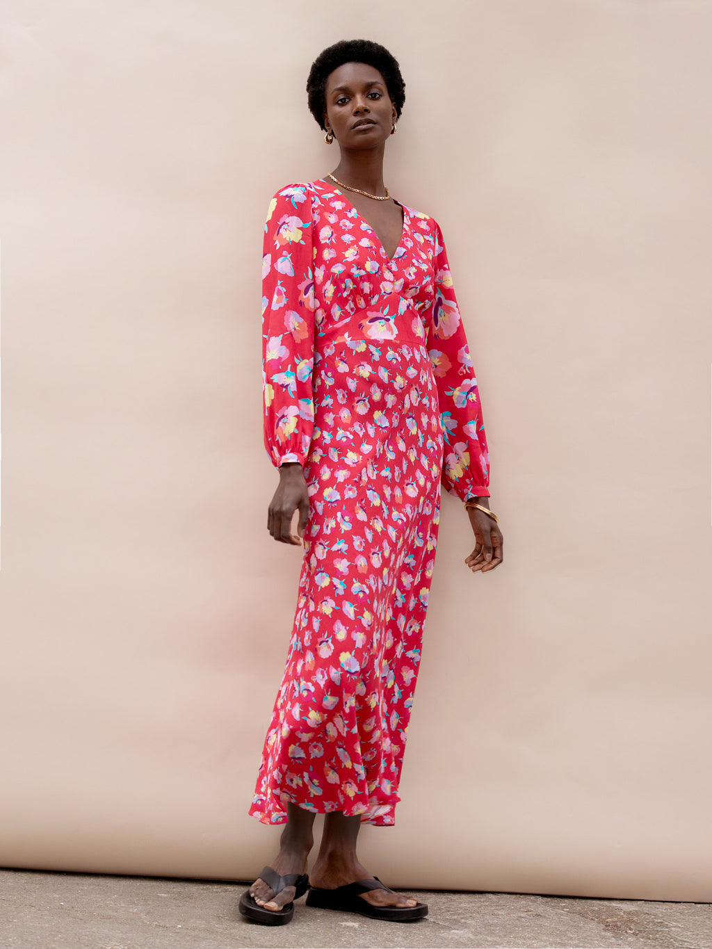 Petite Carnation Ditsy Print Tie Back Dress