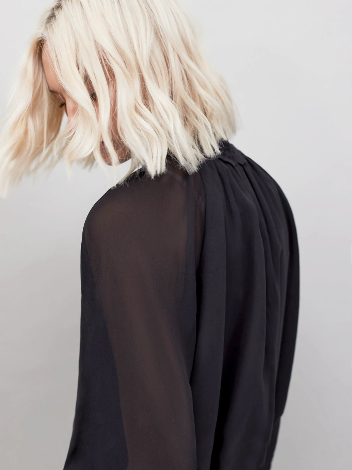 Black Lace Neck And Cuff Blouse