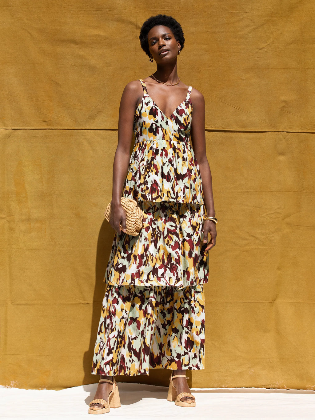Confetti Printed Tiered Dress