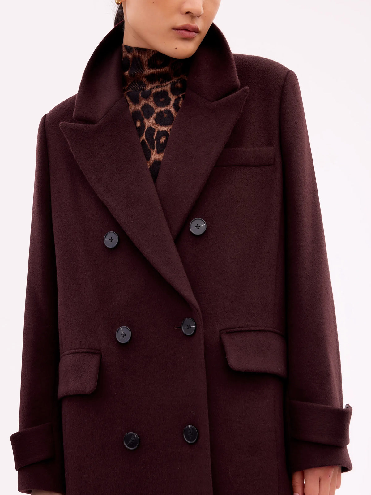 Petite Bitter Chocolate Oversized Wool-Blend Coat