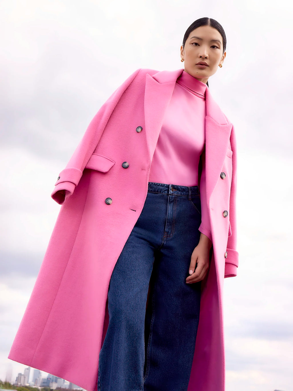 Pink Oversized Wool-Blend Coat – Ro&Zo