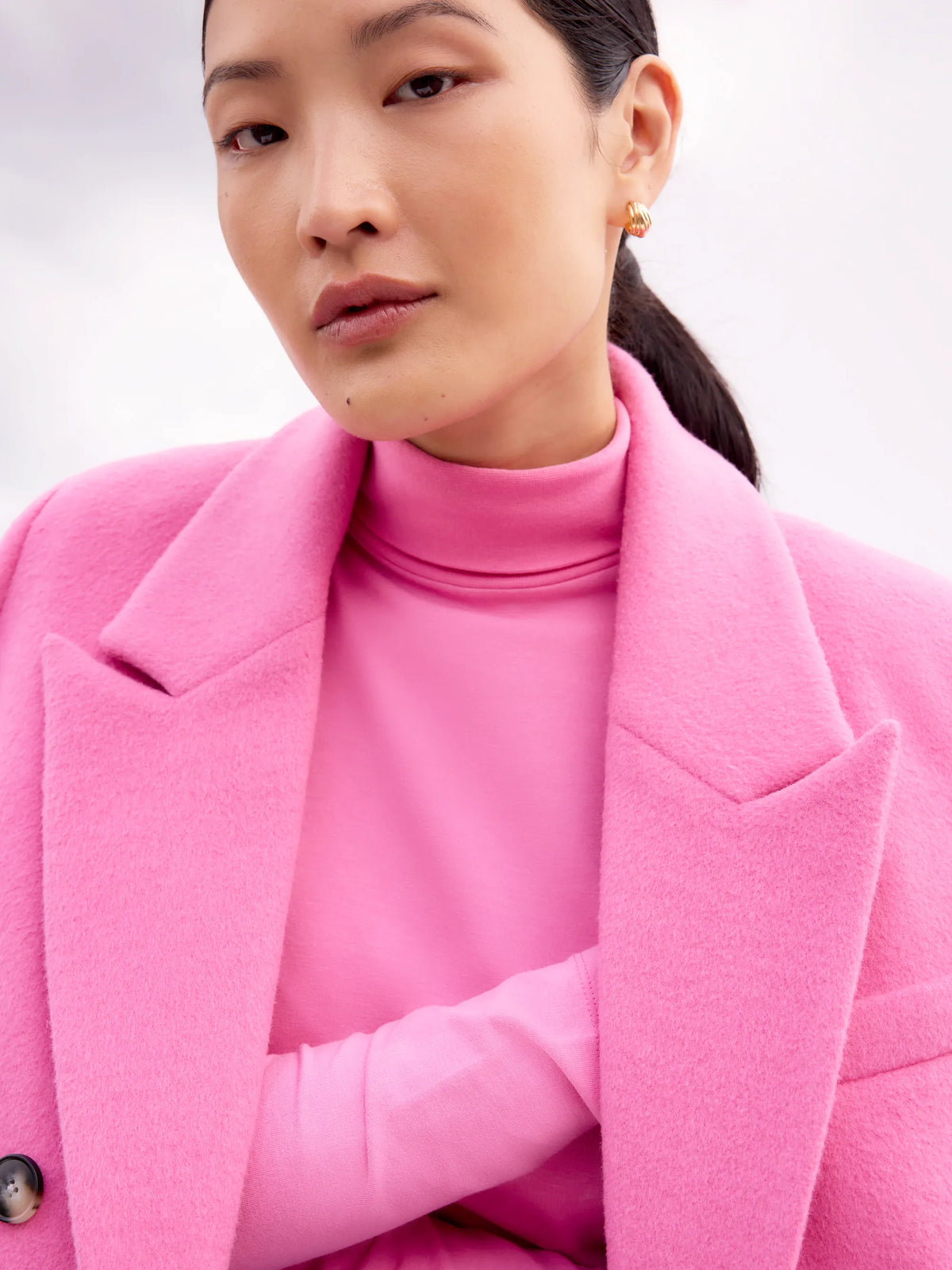 Pink Oversized Wool-Blend Coat
