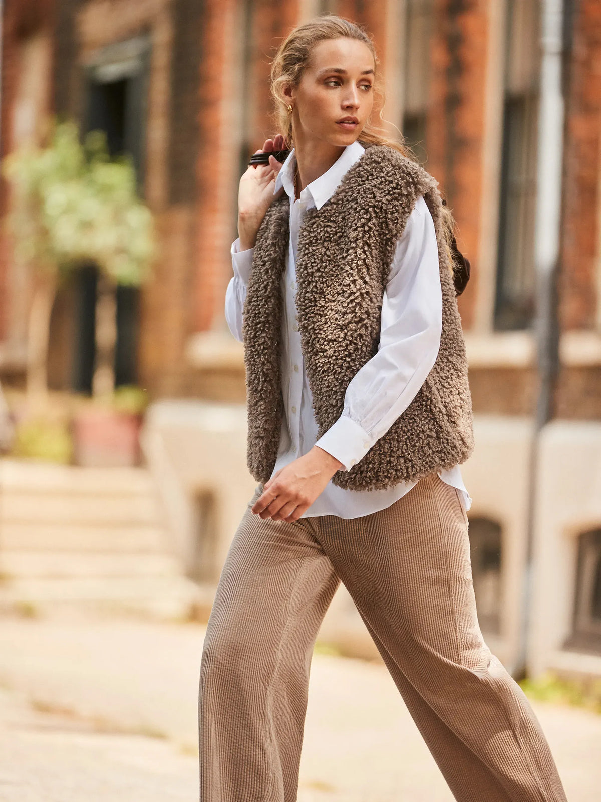Mocha Faux Shearling Gilet
