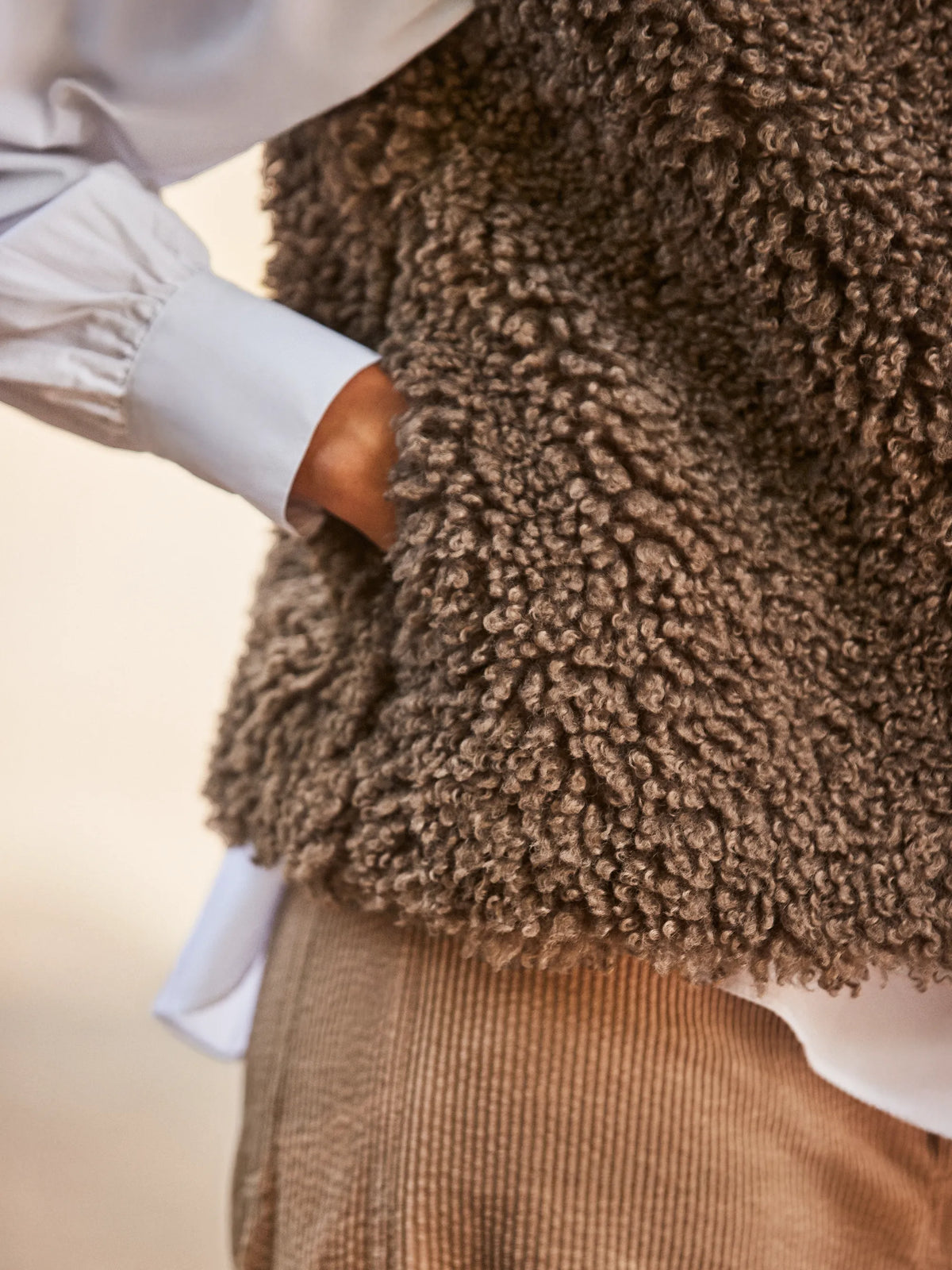 Mocha Faux Shearling Gilet