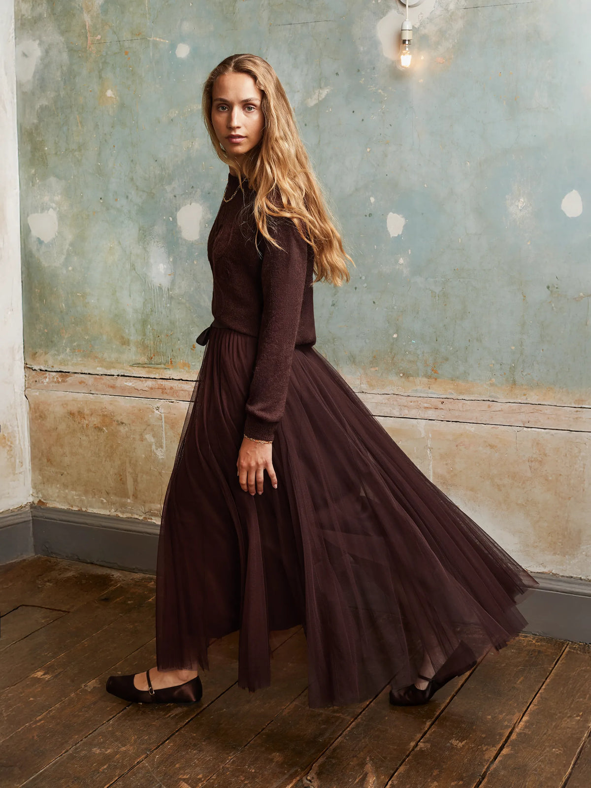 Chocolate Tulle Maxi Skirt