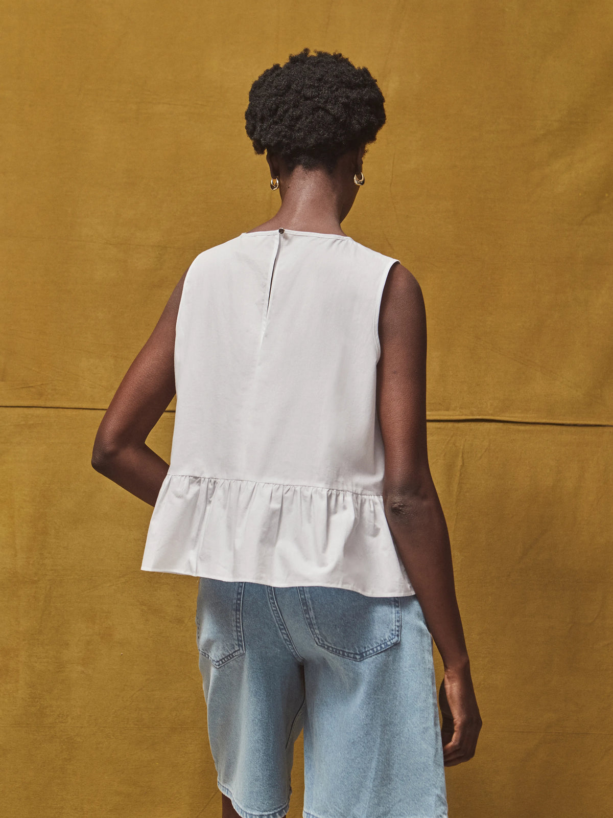 White Frill Hem Cotton Top